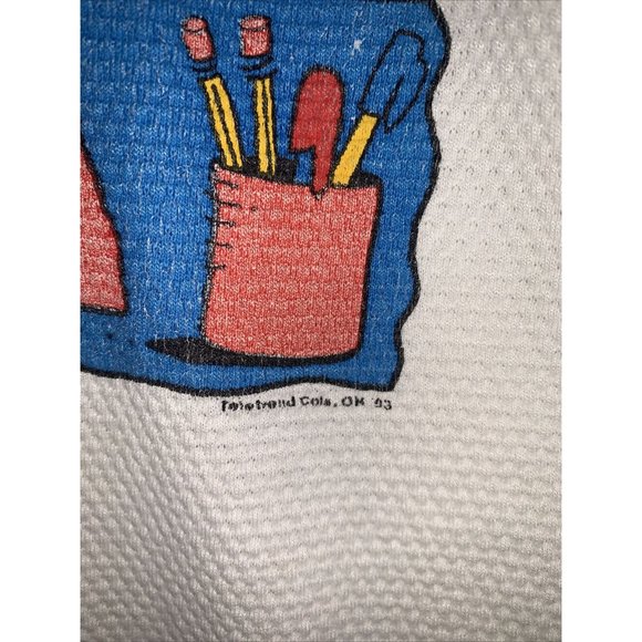 Vintage 1993 HL Miller Gold Womens Funny Cat Graphic Waffle Knit T Shirt Large- - Picture 3 of 9